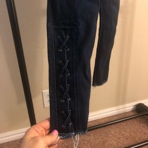 Express Ankle braided distressed skinny jean